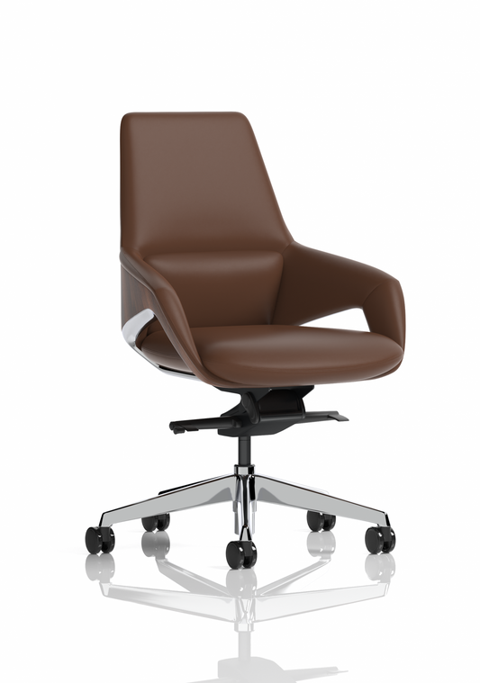 Olive High Back Executive PU Leather Office Chair with Fixed Arms Brown