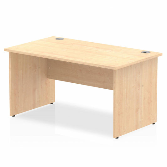 Impulse 1400x800mm Straight Desk, Maple Top with Wooden Panel Legs