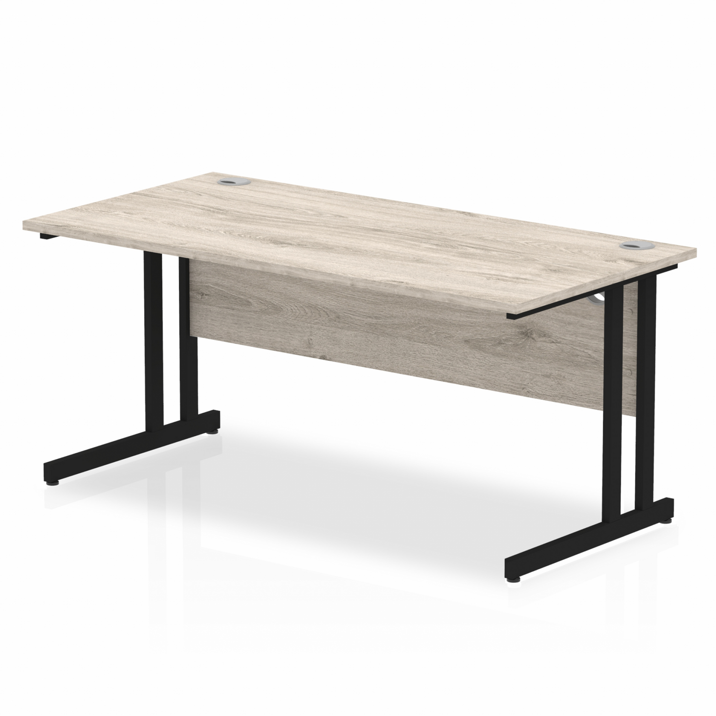 Impulse 1600mm Straight Desk with Black Cantilever Legs Grey Oak