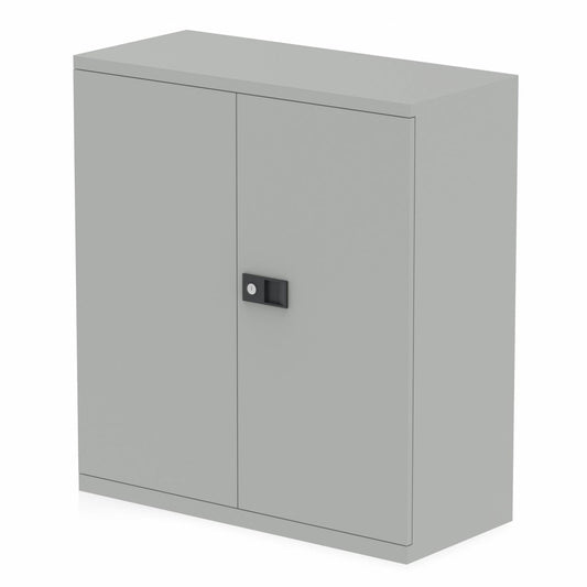 Qube by Bisley 1000mm High 2 Door Cupboard Grey with 1 Shelf D.F.