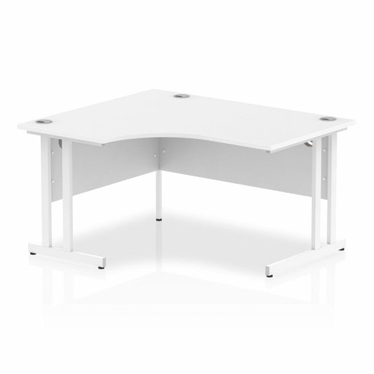 Impulse 1400mm Left Hand Curved Desk with White Cantilever Legs White Ref I003834 OE