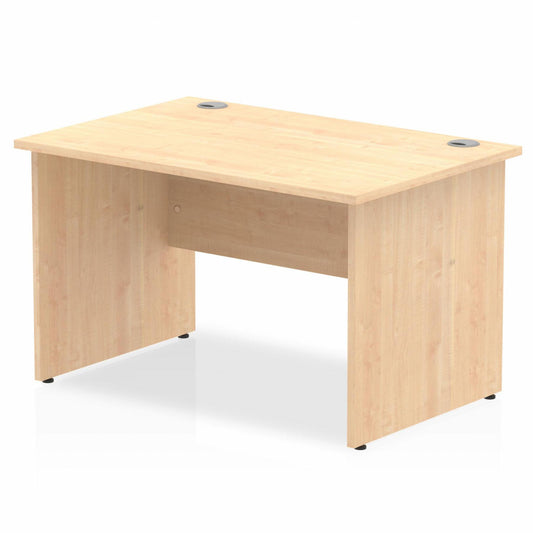 Impulse 1200x800mm Straight Desk, Maple Top with Wooden Panel Legs