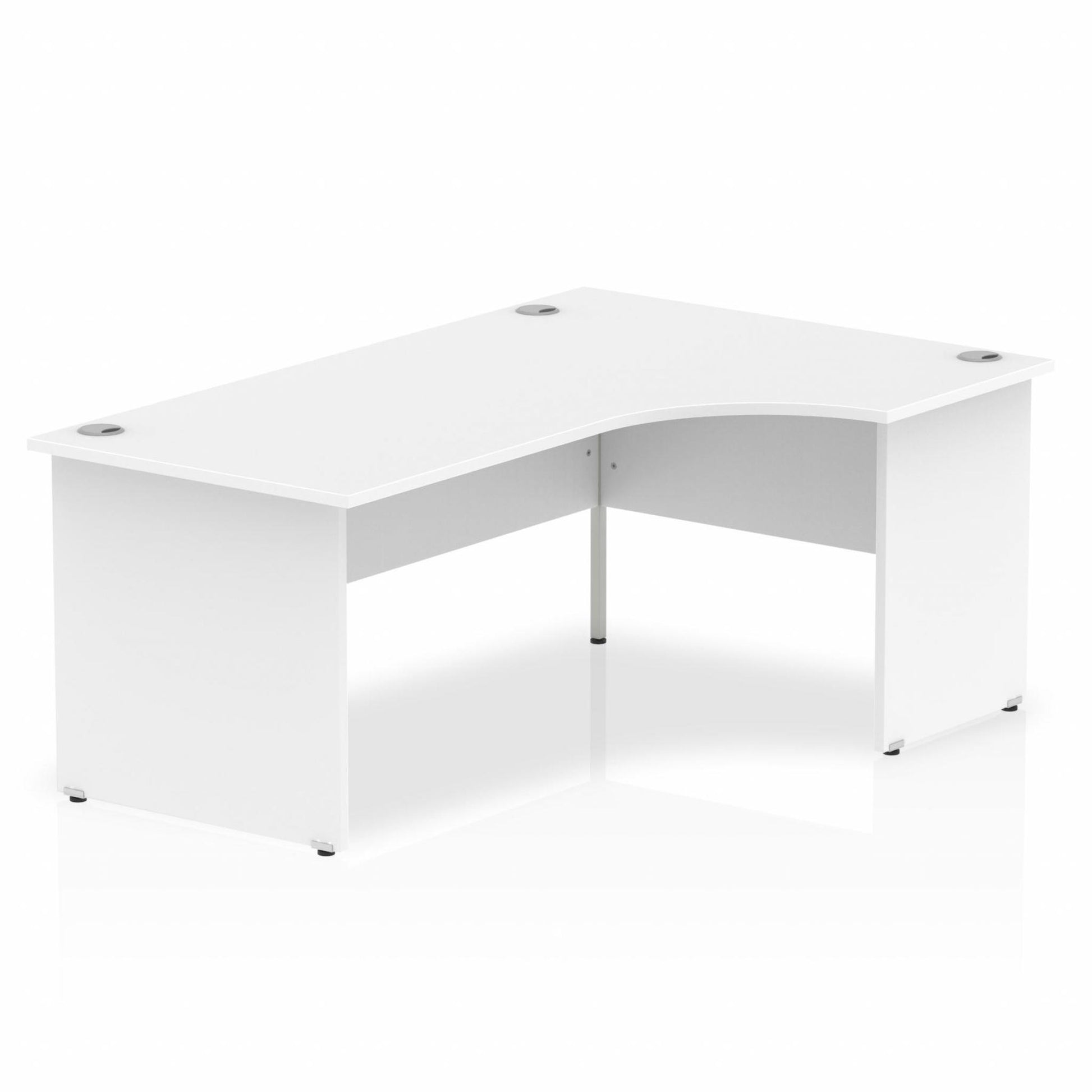 White L-shaped desk with drawers on a white background