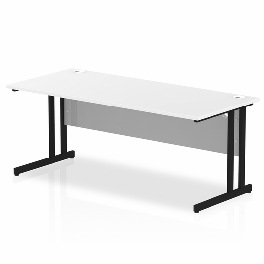 Impulse 1800mm Straight Desk with Black Cantilever Legs White