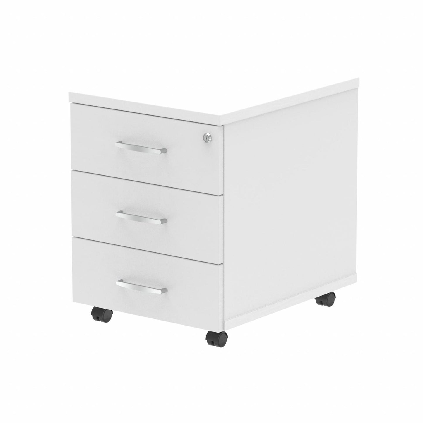 Wooden mobile pedestal on a white background