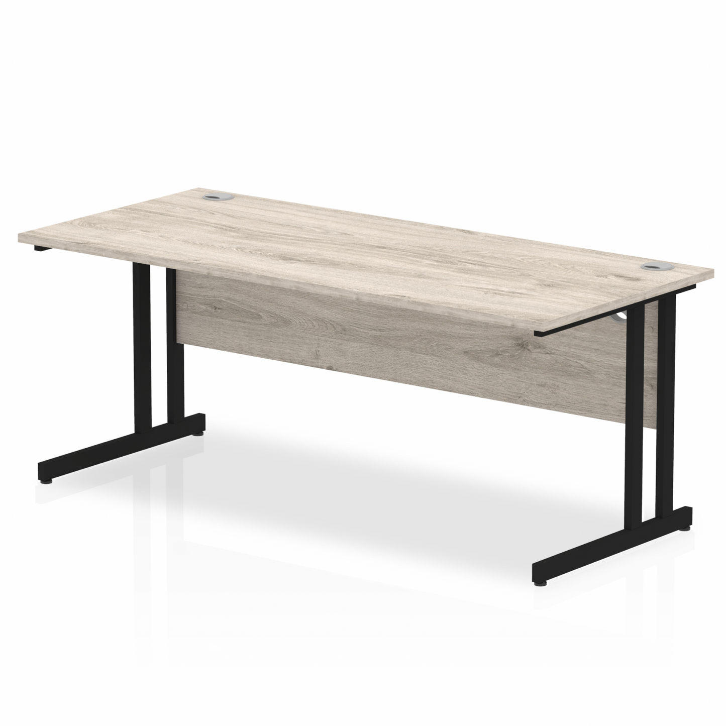 Impulse 1800mm Straight Desk with Black Cantilever Legs Grey Oak