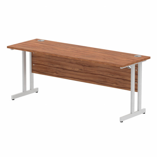 Impulse 1800x600mm Straight Desk Walnut Top Silver Cantilever Legs