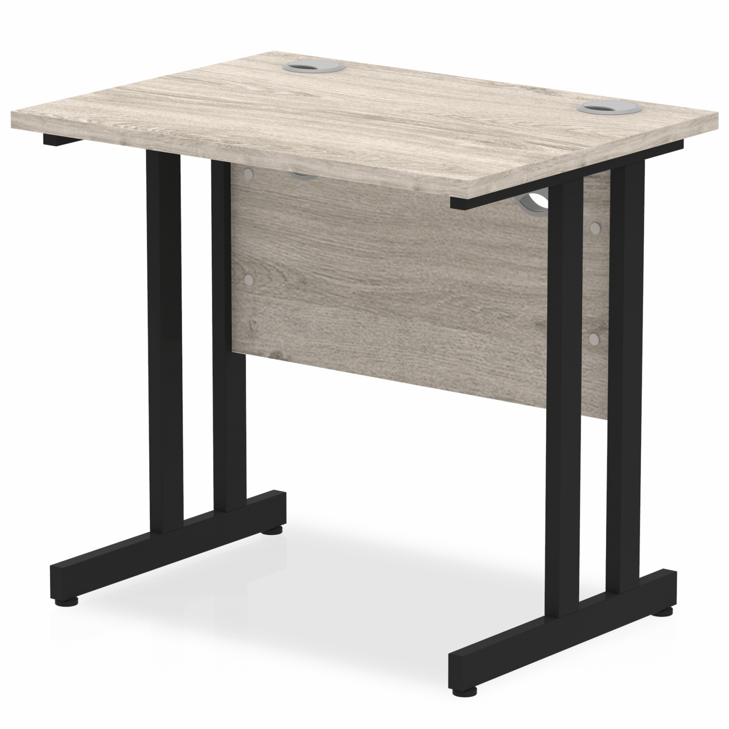 Impulse 800x600mm Straight Desk Grey Oak Top Black Cantilever Legs