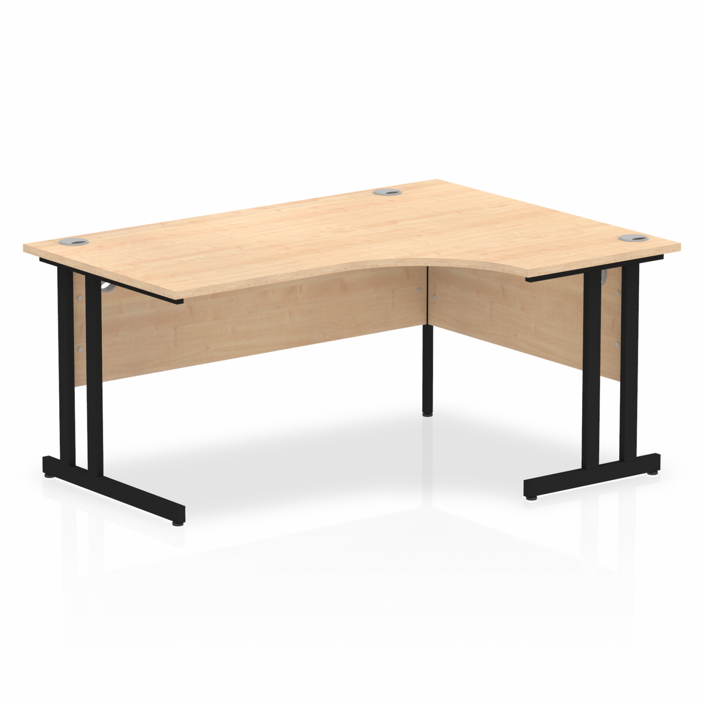 Impulse 1600mm Right Hand Curved Desk with BLack Cantilever Legs Maple Ref MI003240 OE