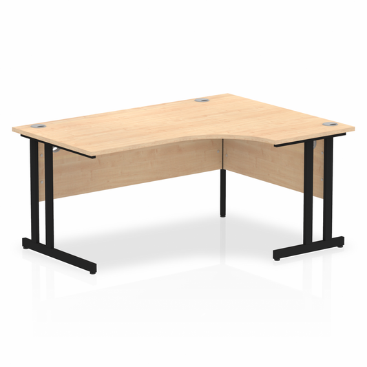 Impulse 1600mm Right Hand Curved Desk with BLack Cantilever Legs Maple Ref MI003240 OE