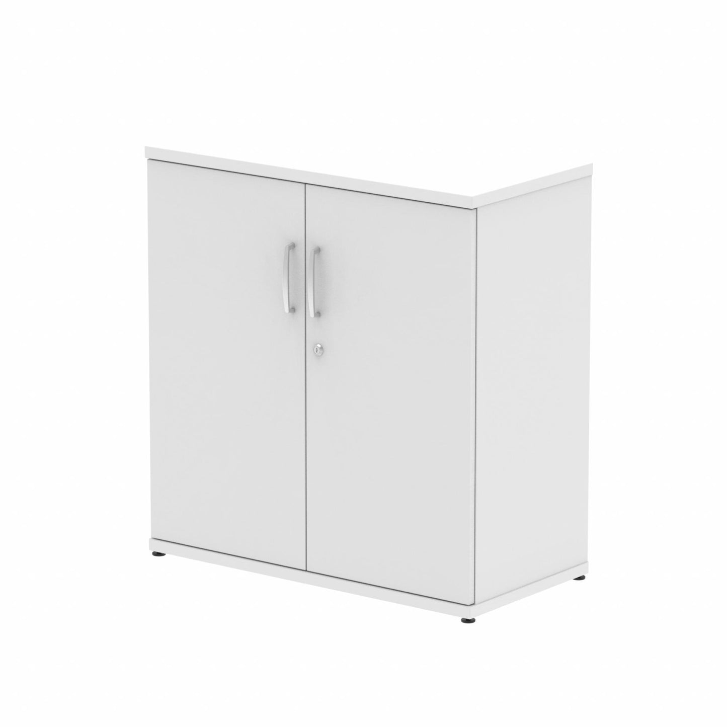 Wooden cupboard with one shelf on a white background