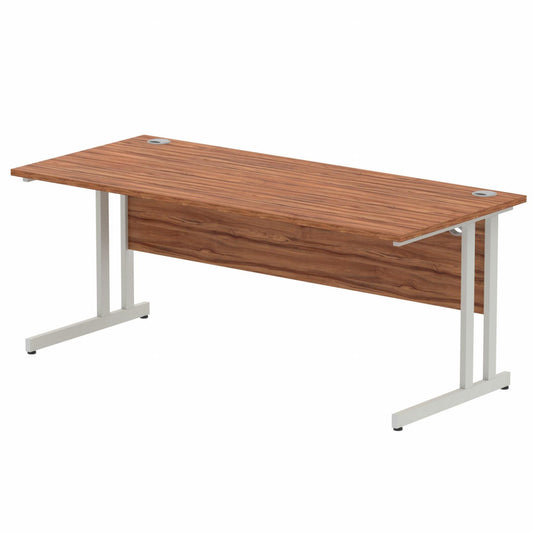 Impulse 1800x800mm Straight Desk, Walnut Top with Silver Cantilever Legs