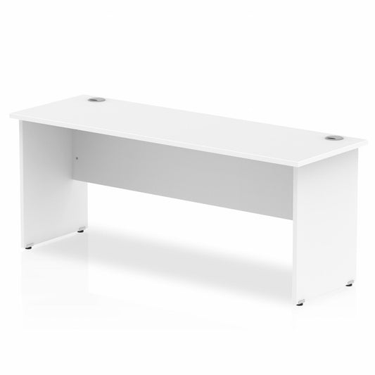 Impulse 1800x600mm Straight Desk, White Top with Wooden Panel Legs