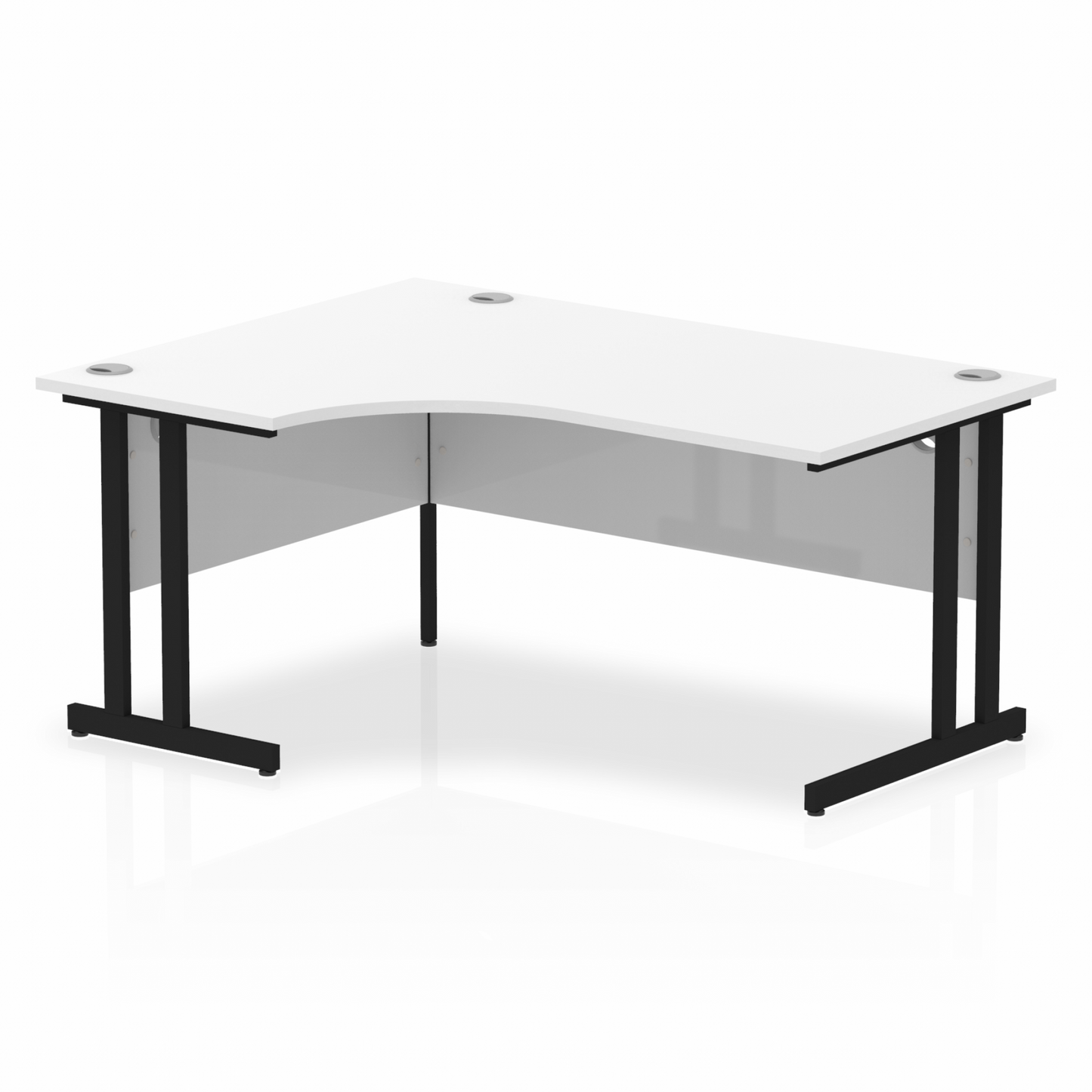 Impulse 1600mm Left Hand Curved Desk with Black Cantilever Legs White Ref MI003323 OE