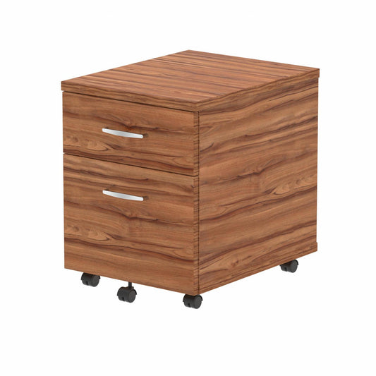 Impulse 2 Drawer Mobile Pedestal Walnut