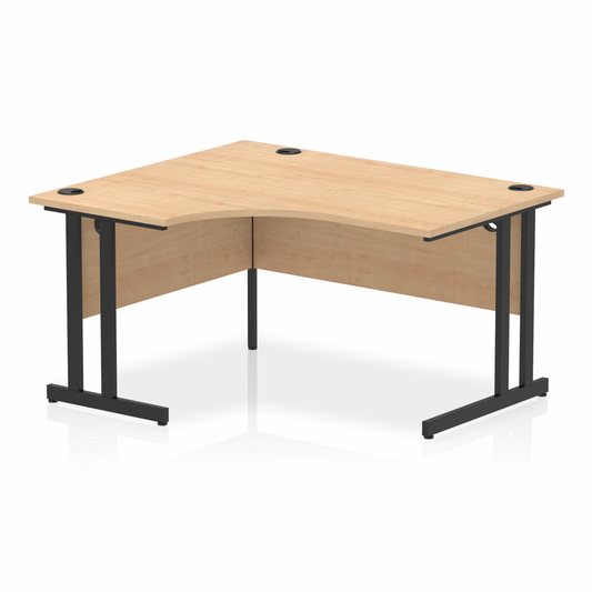 Impulse 1400mm Left Hand Curved Desk with BLack Cantilever Legs Maple Ref MI003227 OE