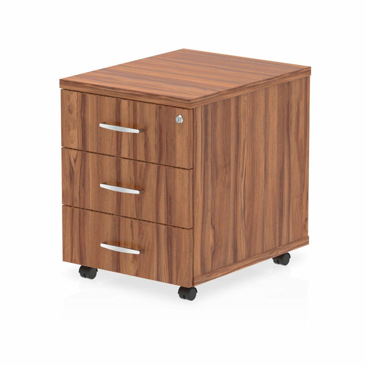 Impulse 3 Drawer Mobile Pedestal Walnut