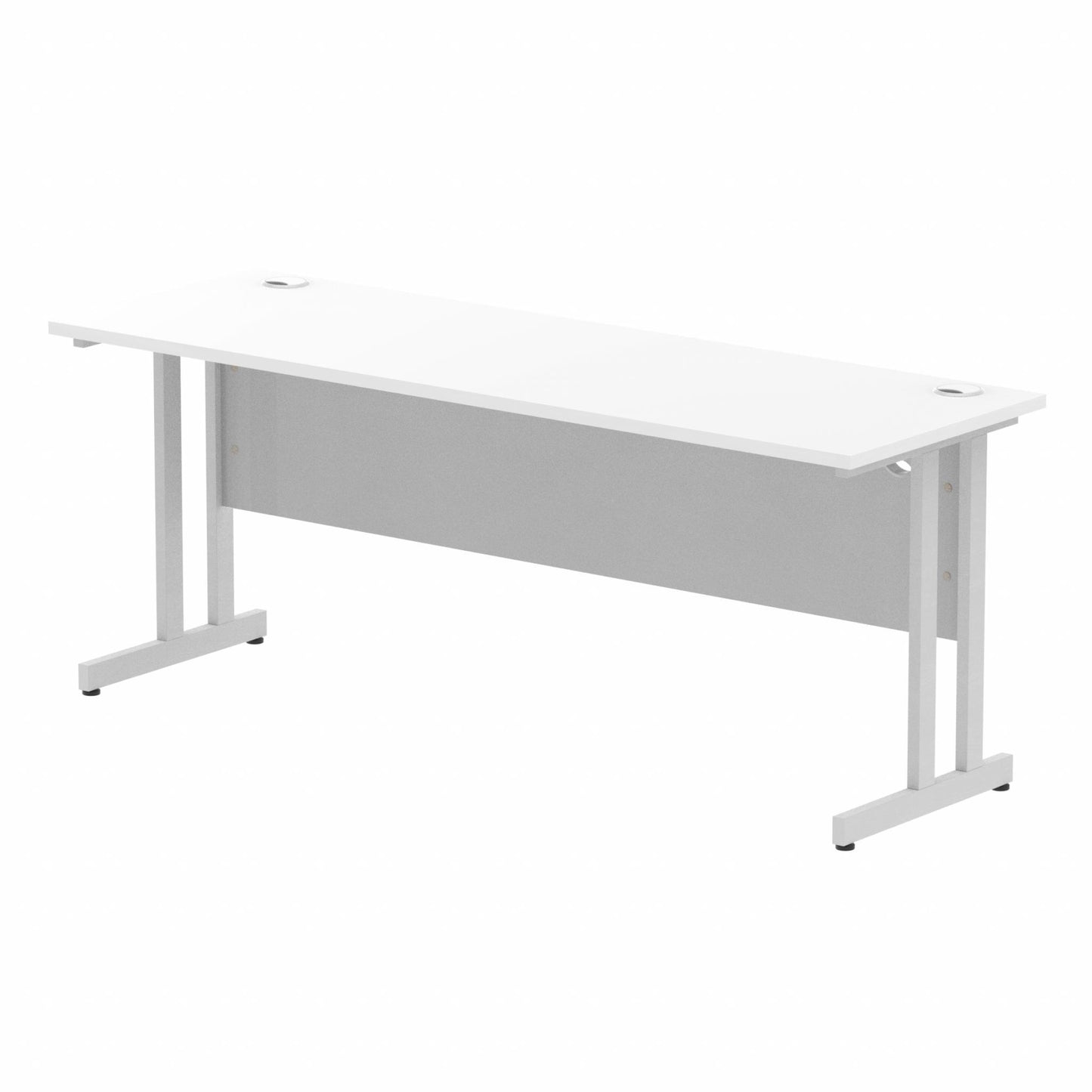 Impulse 1800x600mm Straight Desk White Top Silver Cantilever Legs