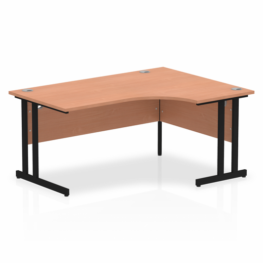 Impulse 1600mm Right Hand Curved Desk with Black Cantilever Legs Beech Ref MI003210 OE