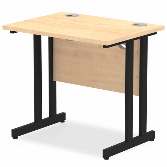 Impulse 800x600mm Straight Desk Maple Top Black Cantilever Legs