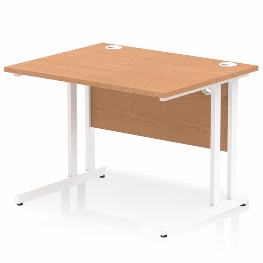 Impulse 1000mm Straight Desk with White Cantilever Legs Oak Ref MI002642 OE