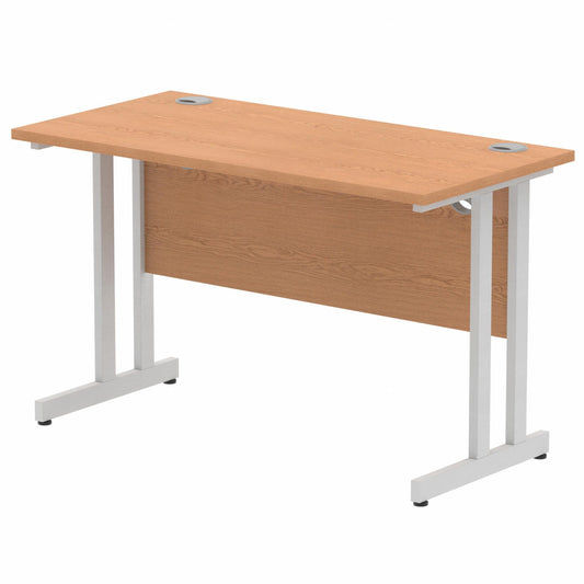 Impulse 1200x600mm Straight Desk, Oak Top with Silver Cantilever Legs