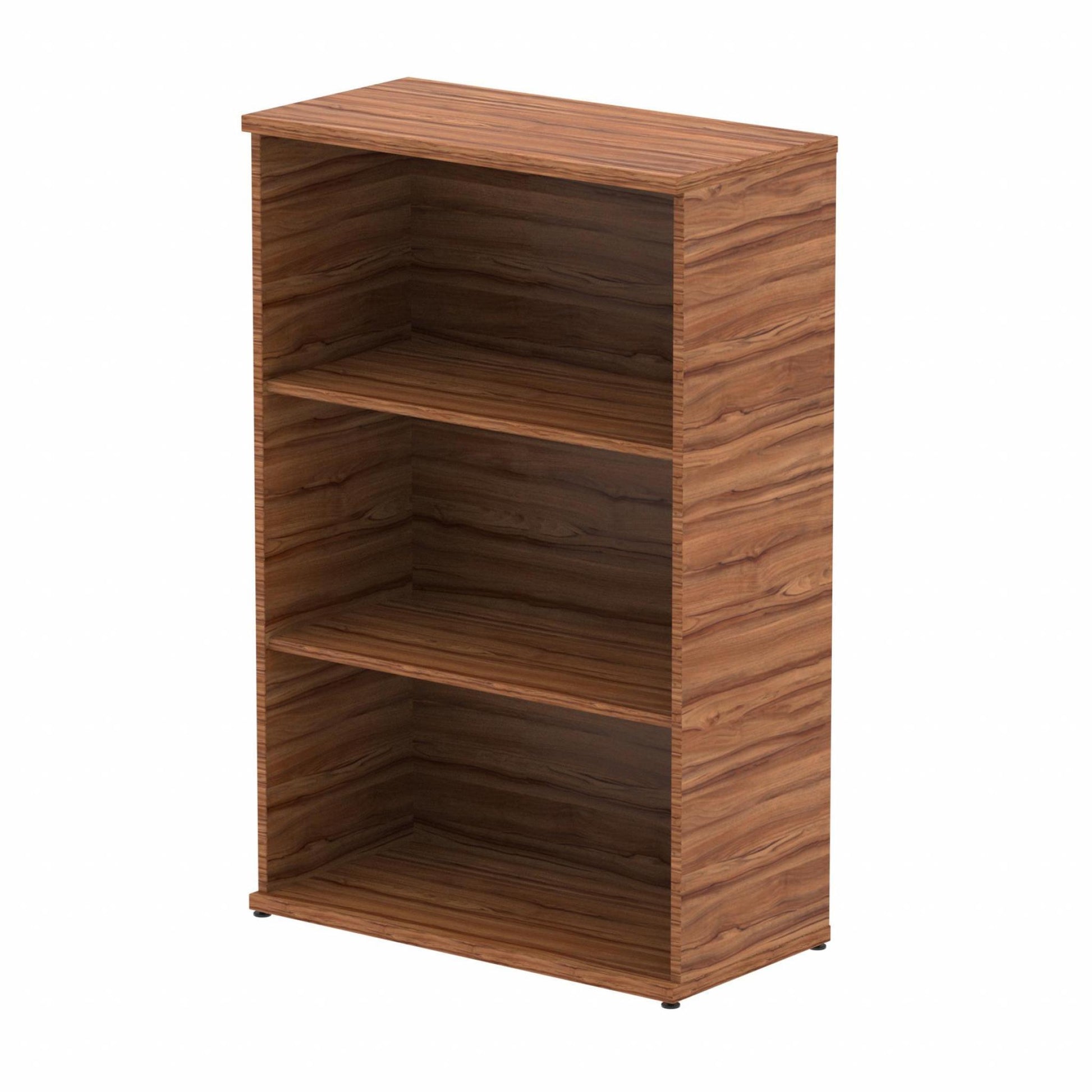 Wooden bookcase with two shelves on a white background