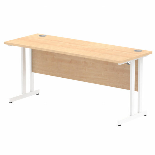 Impulse 1600x600mm Straight Desk, Maple Top with White Cantilever Legs