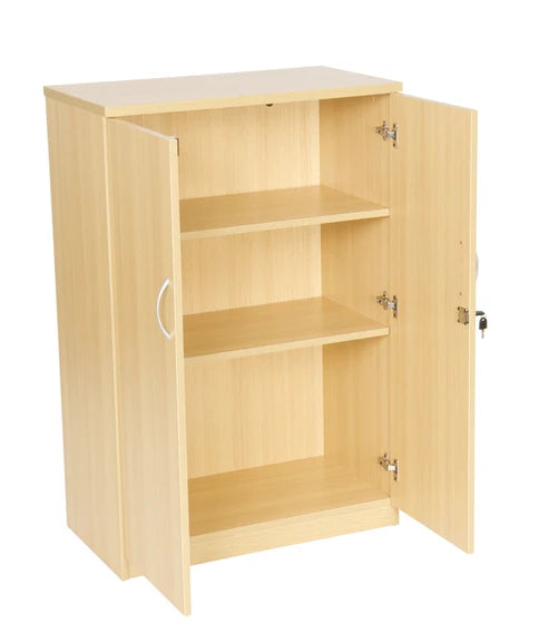 Value 1200mm High Double Door Cupboard with 2 Shelves Light Oak