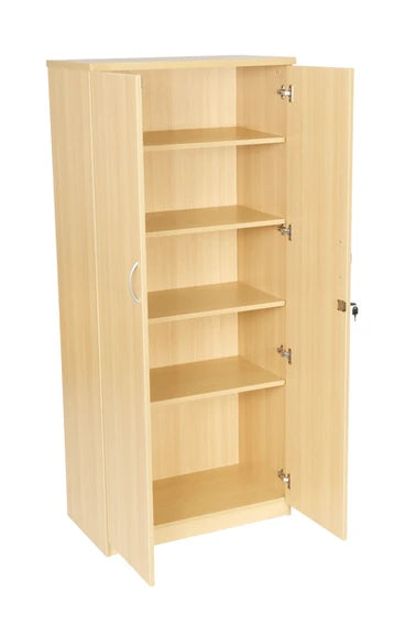 Value 1800mm High Double Door Cupboard with 4 Shelves Light Oak