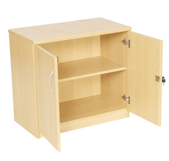 Value 730mm Desk High Double Door Cupboard with 1 Shelf Light Oak