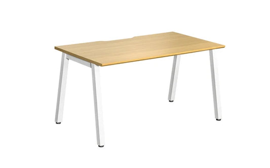 1200x800mm Single Add-on Bench Desk Light Oak Top White Legs