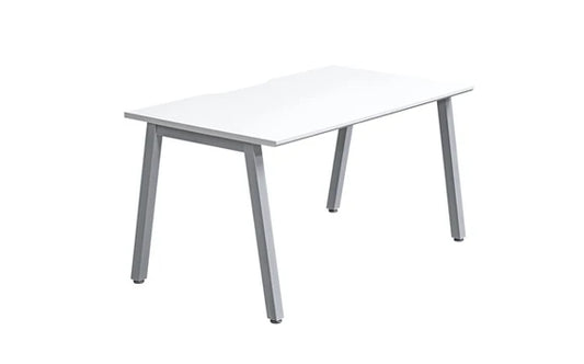 1200x800mm Single Add-on Bench Desk White Top Silver Legs