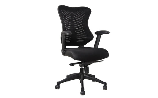 High Back Executive Mesh Armchair with Height Adj Arms Black