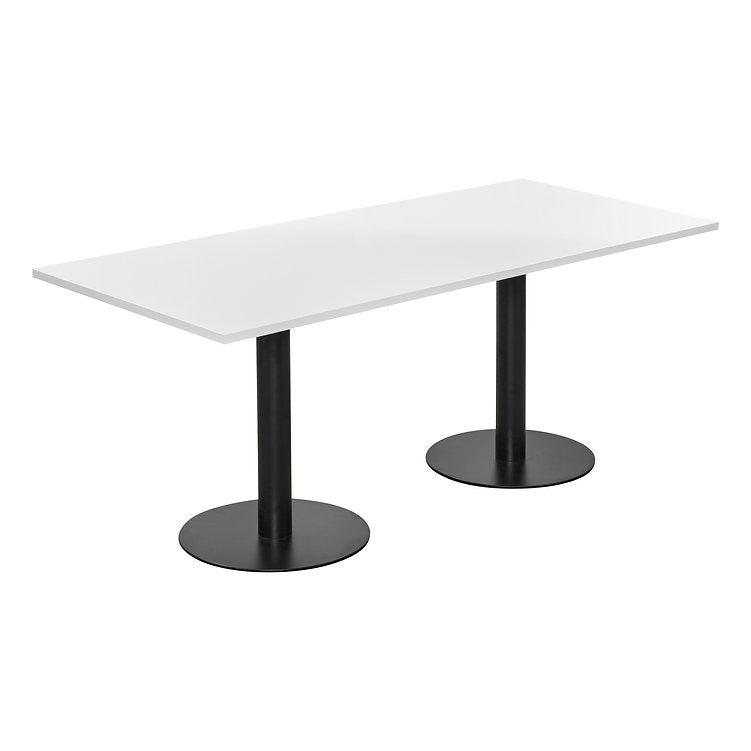 Value 2000mm Rectangular Meeting Table White Top with Black Base