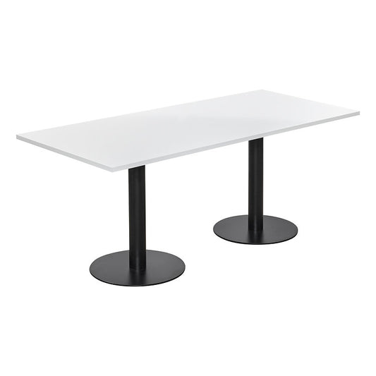 Value 2000mm Rectangular Meeting Table White Top with Black Base