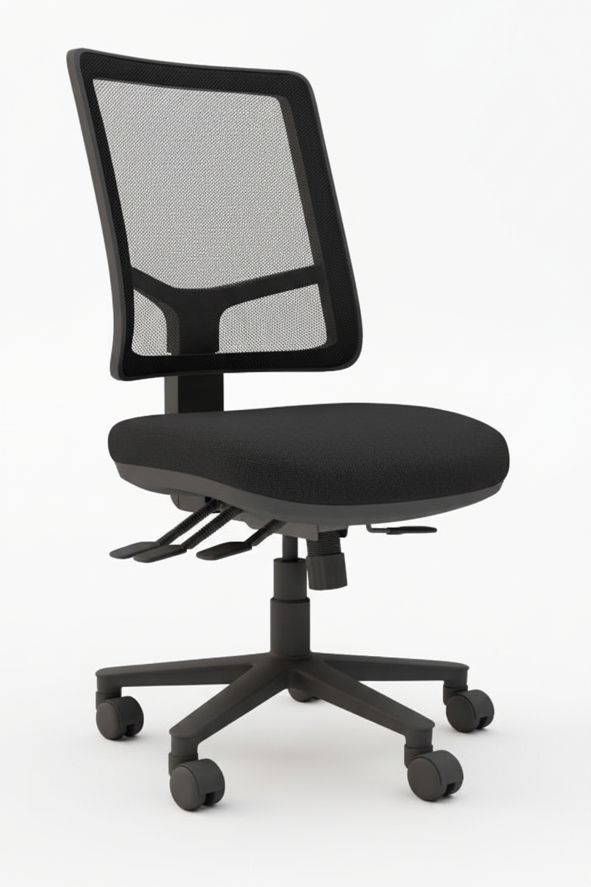 Black office chair on a white background