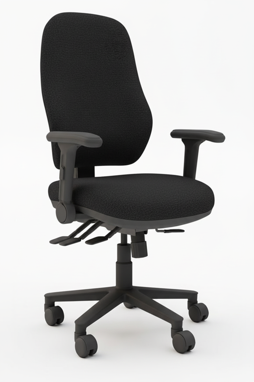Black office chair on a white background
