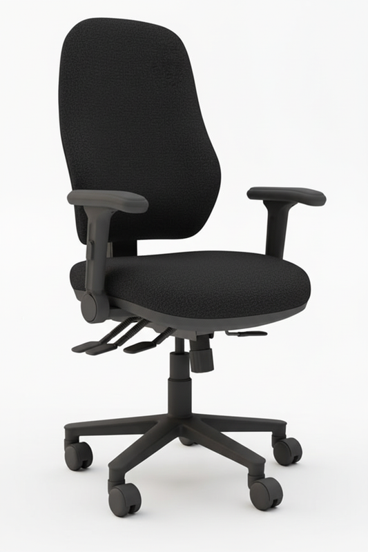Black office chair on a white background