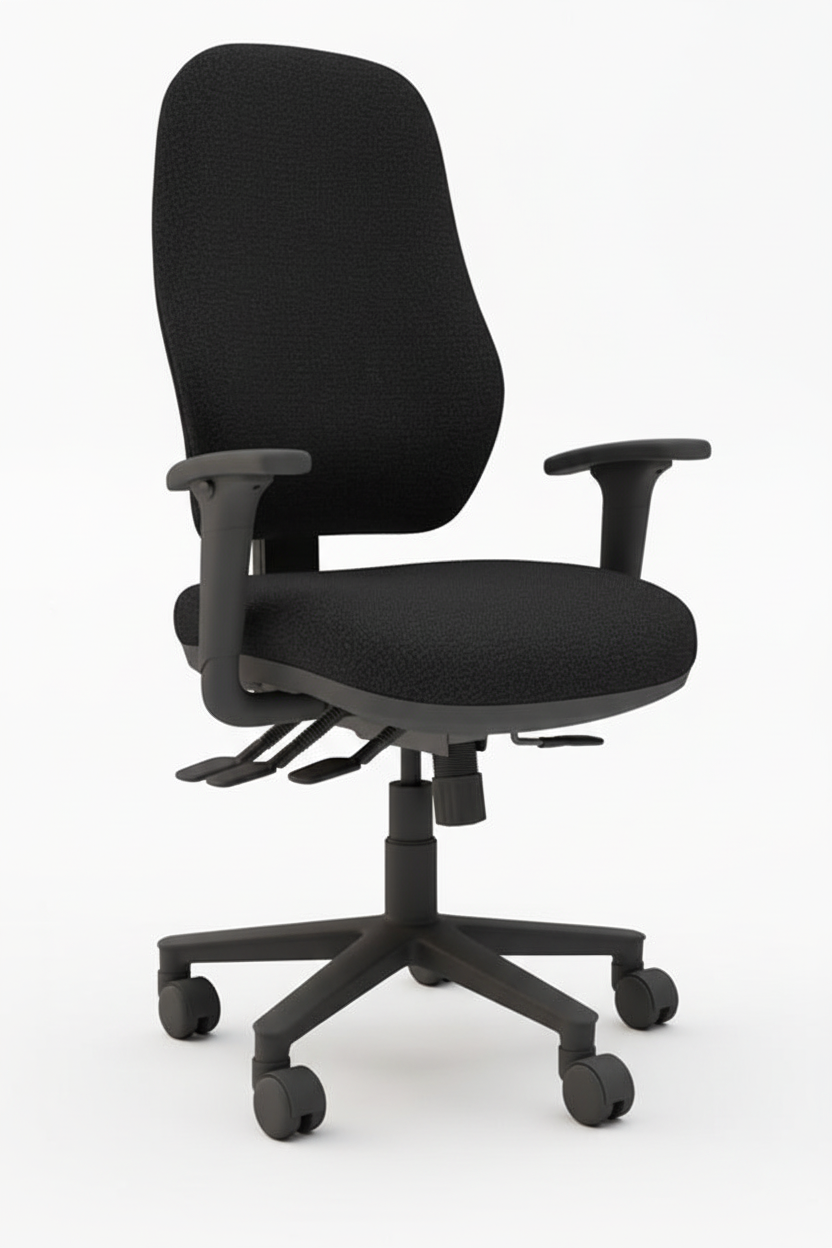 Black office chair on a white background