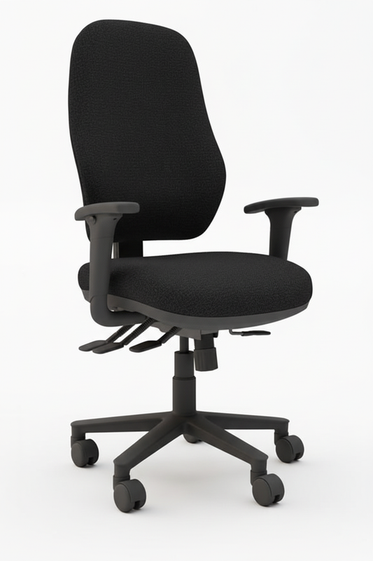 Black office chair on a white background