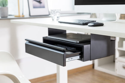 Compact Steel Under-desk Storage Drawer with Laptop Shelf Black