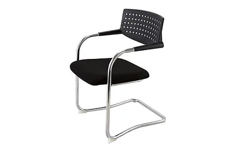 Value Chrome Meeting Mesh Armchair Cantilever Frame Black