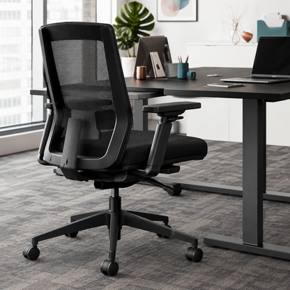 X22 in white office with oak desk, closer